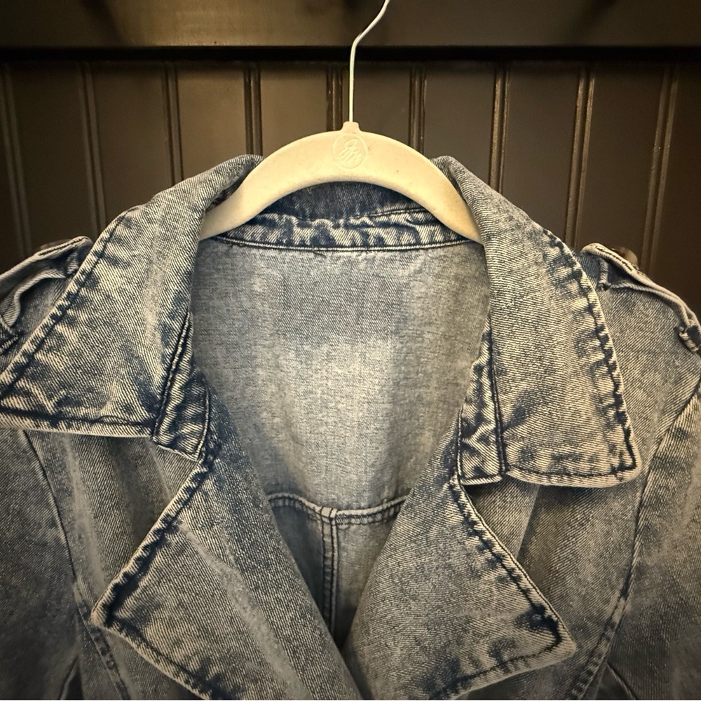 NWOT Free People Denim Trench Coat - Picture 6 of 9